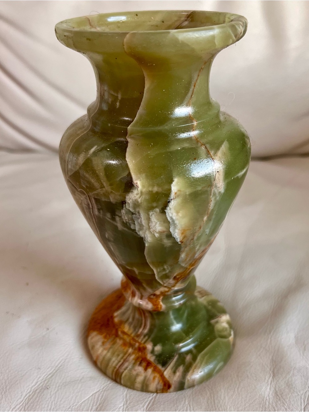 Green Onyx Decorative Vase Carved Natural Stone